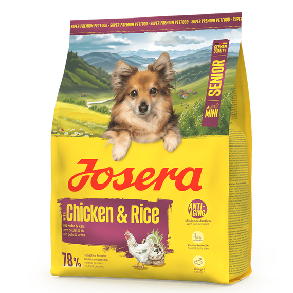 Josera Mini Senior Chicken & Rice sucha karma z kurczakiem i ryżem dla starszych psów małych ras, Waga [kg]: 0.9 
