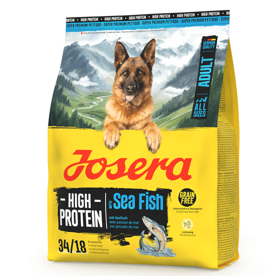 Josera High Protein Adult Sea Fish bezzbożowa sucha karma z rybami dla aktywnych psów, Waga [kg]: 0.9 