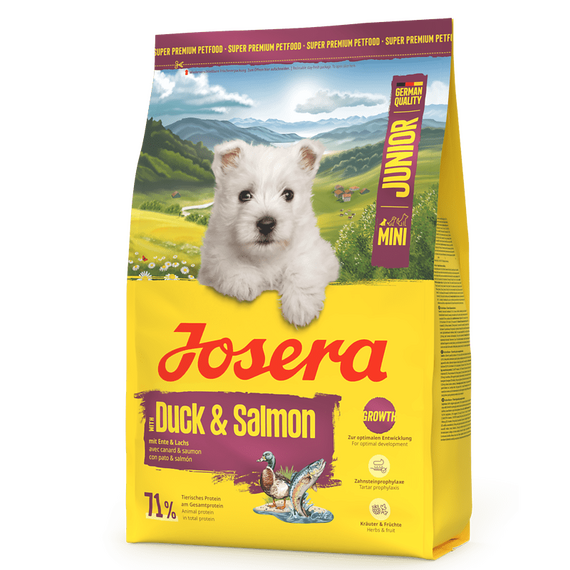 Josera Mini Junior Duck & Salmon sucha karma z kaczką i łososiem dla szczeniąt małych ras, Waga [kg]: 3 