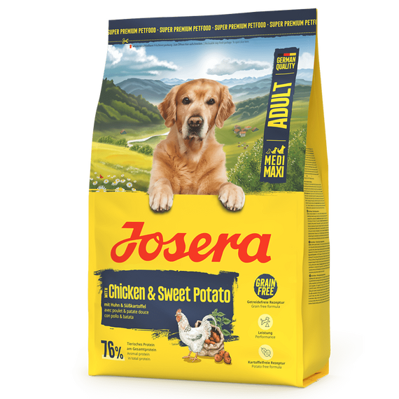 Josera Adult Chicken&SweetPotato bezzbożowa karma sucha dla aktywnych psów średnich i dużych ras, Waga [kg]: 3 
