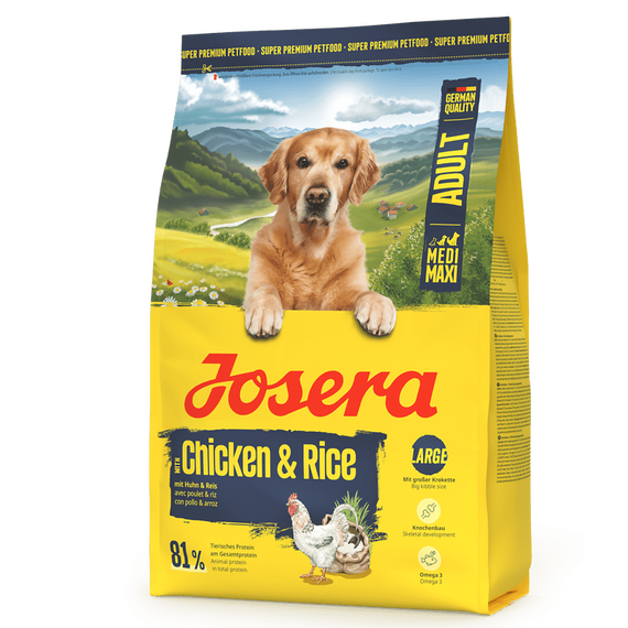 Josera Adult Chicken & Rice pełnoporcjowa karma sucha z kurczakiem i ryżem dla psów ras średnich i dużych, Waga [kg]: 3 