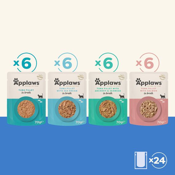 APPLAWS Fish Selection in Broth Multipak mix smaków z rybami w saszetkach w bulionie dla kota 24x70g , zdjęcie 2